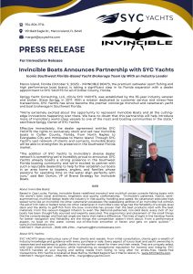 Syc Yachts Press Release Invincible